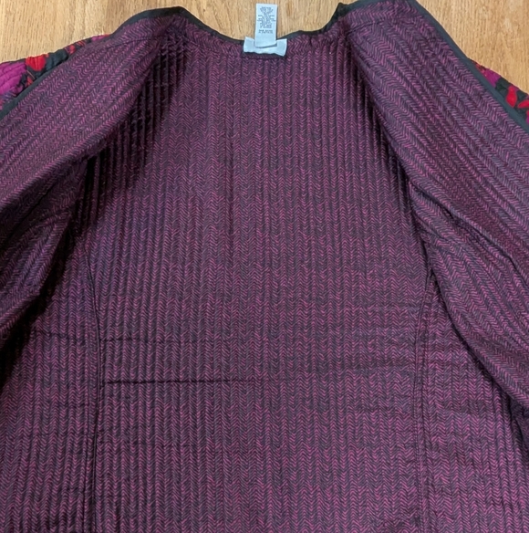 Catherines 3X Quilted Floral Jacket 🌺 Bold Red & Magenta Statement Coat 26/28W - Picture 11 of 11